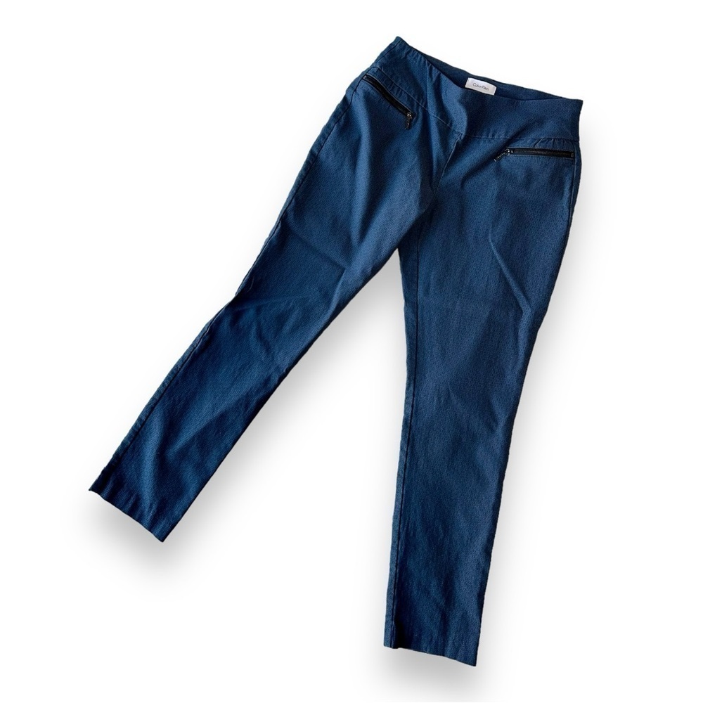 CALVIN KLEIN DARK BLUE PATTERNED PONTE SKINNY PANTS SIZE XS